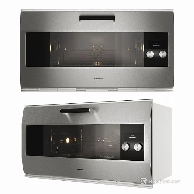 Modern Kitchen Appliances Built in and Countertop Ovens Featuring Stainless Steel Knob Controls 3d model 