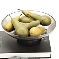 Fresh Pears And Blueberries In Stylish Bowls With Book And Cloth