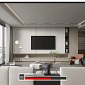 Modern Living Room Interior With Large Windows TV Wall Sofa And Decorative Plant