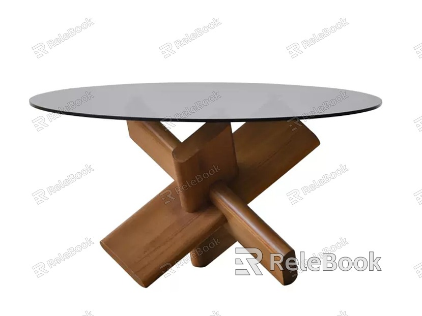 Middle Ancient Style Dining Table Round Table Solid Wood Glass Dining Table 2 model