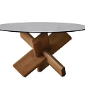 Middle Ancient Style Dining Table Round Table Solid Wood Glass Dining Table 2 3d model