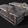 Weapon Crafting Metal Workbenches With Saw Wheels And Rustic Chains 3d model