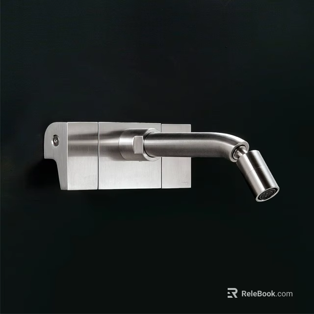 Modern Wall Mounted Stainless Steel Faucet Featuring Sleek Curved Spout And Minimalist Design 3d model 