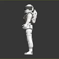 Astronaut In White Spacesuit Standing With Reflective Floor And Dark Background 3d model