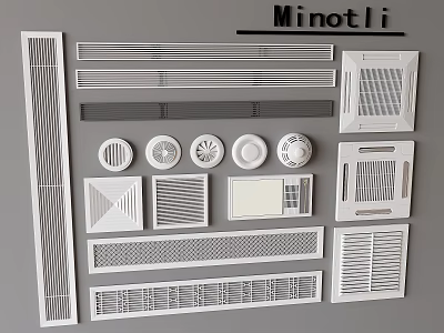 Minotti Air Conditioner Fan Components Collection With Grilles Vents And Panels 3d model