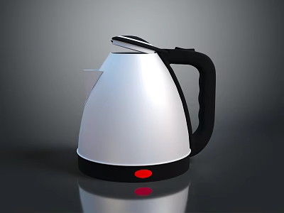 Modern White And Black Electric Kettle With Red Indicator Light And Smooth Surface 3d model