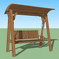 Outdoor Play Equipment Kids Wooden Swing With Canopy Bench Seat And Durable Frame