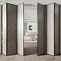 Modern Folding Glass Doors With Neutral Tones For Bedroom Interior Design