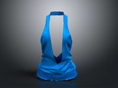 Blue Camisole With V Neck Ruched Design And Trimmed Hem Details 3d model