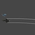Modern Fighter Jet with Blue Camouflage Paint Sleek Stealth Design and Detailed Profile View