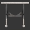 White Wooden Outdoor Side Table Featuring Slatted Top Cross Legs And Round Hole Detail