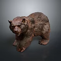 Artistic Detailed Brown Walking Bear Sculpture With Textured Surface And Realistic Features
