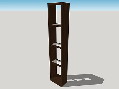 Tall Narrow Modern Wooden Bookcase with Simple Design and Multiple Shelves 3d model