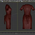 Blue Collared Short Sleeve Dresses with Zipper Front and Light Gray Apron Featuring Pocket Design