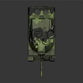 Armored Military Green Camouflage Tank With Turret Gun Barrel Tracks And Antenna