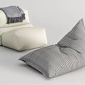 Two Bean Bag Chairs Off White With Gray Blanket And Black White Checkered