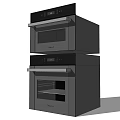 Modern Kitchen Appliances With Double Stacked Black Ovens And Digital Controls 3d model