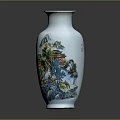Elegant White Vase With Traditional Chinese Landscape Painting And Scenery Motifs
