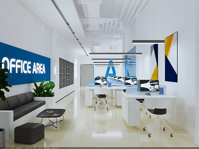 modern public office area office area 3d model