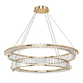 Modern Crystal Gold Chandelier With Multi Layer Circular Frame For Elegant Interior Lighting 3d model