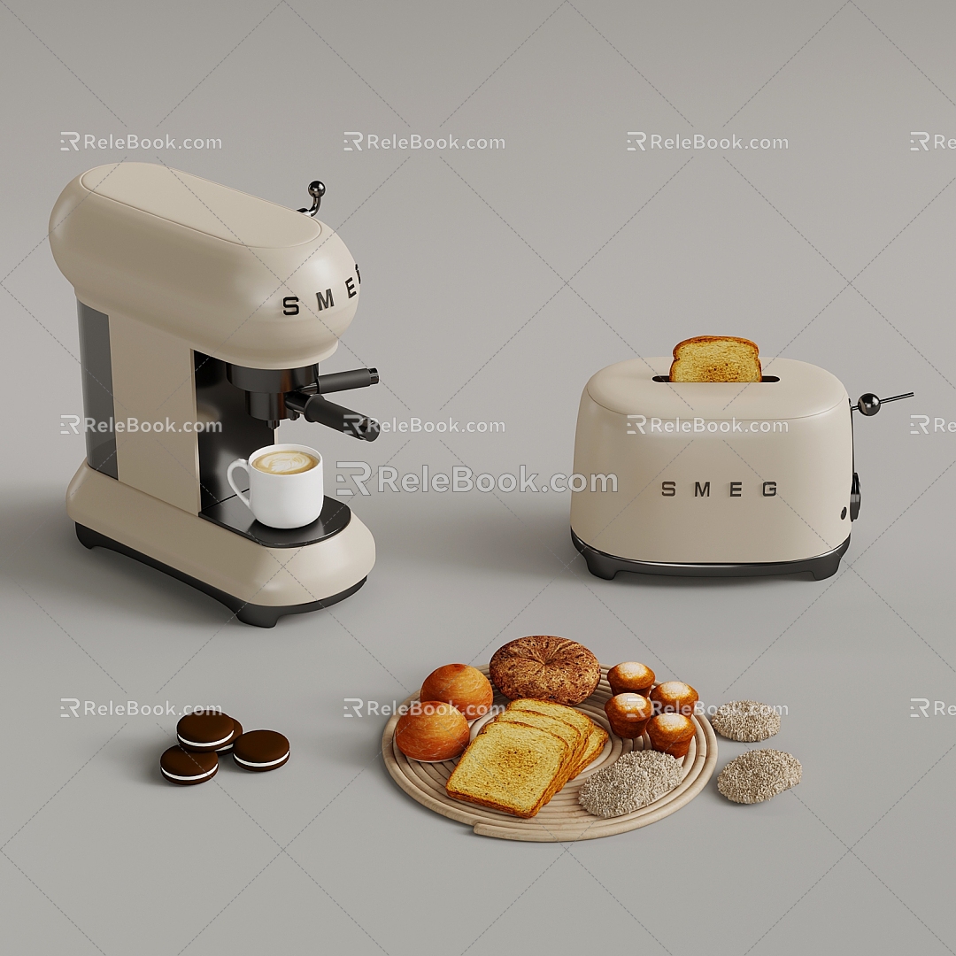 011 Kitchen Appliances Modern Coffee Machine Bread Maker Food 3d model