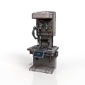 Industrial Mechanical Machine With Control Panel And Mechanical Arm On Metal Base