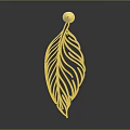 Elegant Golden Feather Shaped Fashion Accessory With Intricate Patterns And Modern Design