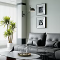 Modern Living And Dining Room Interior With TV Wall Coffee Table And Area Rug