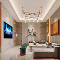 Modern KTV Interior Design With Sofa TV Chandelier And Decorative Wall