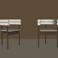 Modern Minimalist Dining Chairs With Wooden Frame White Cushion And Curved Backrest
