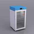 Laboratory Refrigerator With Blue Top Glass Door And Stainless Steel Shelves