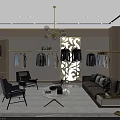 Modern Clothing Store Interior Design With Open Layout Sofa Chairs And Clothing Racks