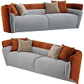 Modern Sofas in Gray Black and Orange Tones with Decorative Pillows 3d model