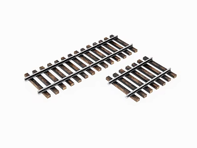 Small Scale Model Train Tracks With Brown Wooden Rail Pieces 3d model