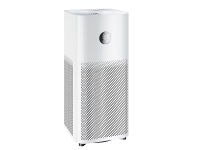 Modern White Air Conditioner Fan With Grille Design And Circular Control Panel 3d model