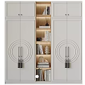 Elegant Decorative Cabinet With White Doors Circular Patterns And Illuminated Shelves 3d model