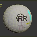 Cosmic White Spherical Spacecraft With RR Logo Gear Symbol And Blue Light Strip