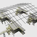 Factory Duct Cable Shelf Roof Architecture Working Platform Ventilation Duct Cable Duct Button Light 3d model