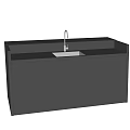 Modern Bathroom Washbasin Design With Black Countertop Gray Cabinets And Faucet