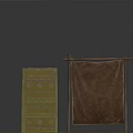 Green Geometric Patterned Mat And Brown Blanket On Metal Rack For Daily Use
