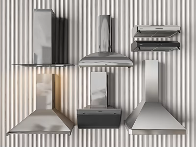 Modern Stainless Steel Kitchen Range Hoods In Different Styles For Kitchen Appliances 3d model