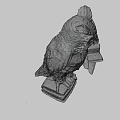Detailed Decorative Owl Statue Holding Open Book On Book Shaped Base