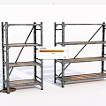 Two Industrial Metal Frame Storage Shelves With Four Tier Wooden Shelves For Home Storage