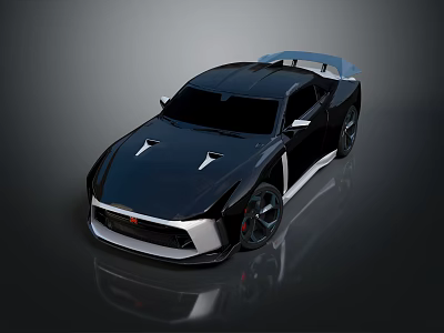 Modern Black Sports Car With Sleek Design Rear Spoiler And Sporty Alloy Wheels 3d model