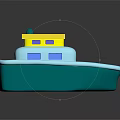 Colorful Toy Boat With Green Hull White Cabin Blue Windows And Yellow Top