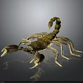 3D Rendered Scorpion with Brown Yellow Exoskeleton Curled Tail and Shiny Pincers