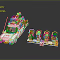 Detailed Lego Ghostbusters Vehicle with Minifigures in Yellow Uniforms and Roof Equipment