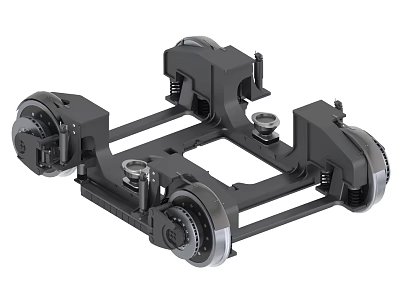 Heavy Duty Railway Bogie Structure With Wheels Axles Frame And Suspension System 3d model