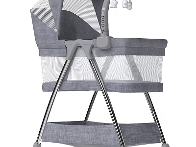 Gray Baby Chair With Breathable Mesh And Sturdy Metal Frame 3d model
