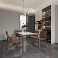 Contemporary Living and Dining Room Interior With White Sofas Wooden Walls And Round Ceiling Light